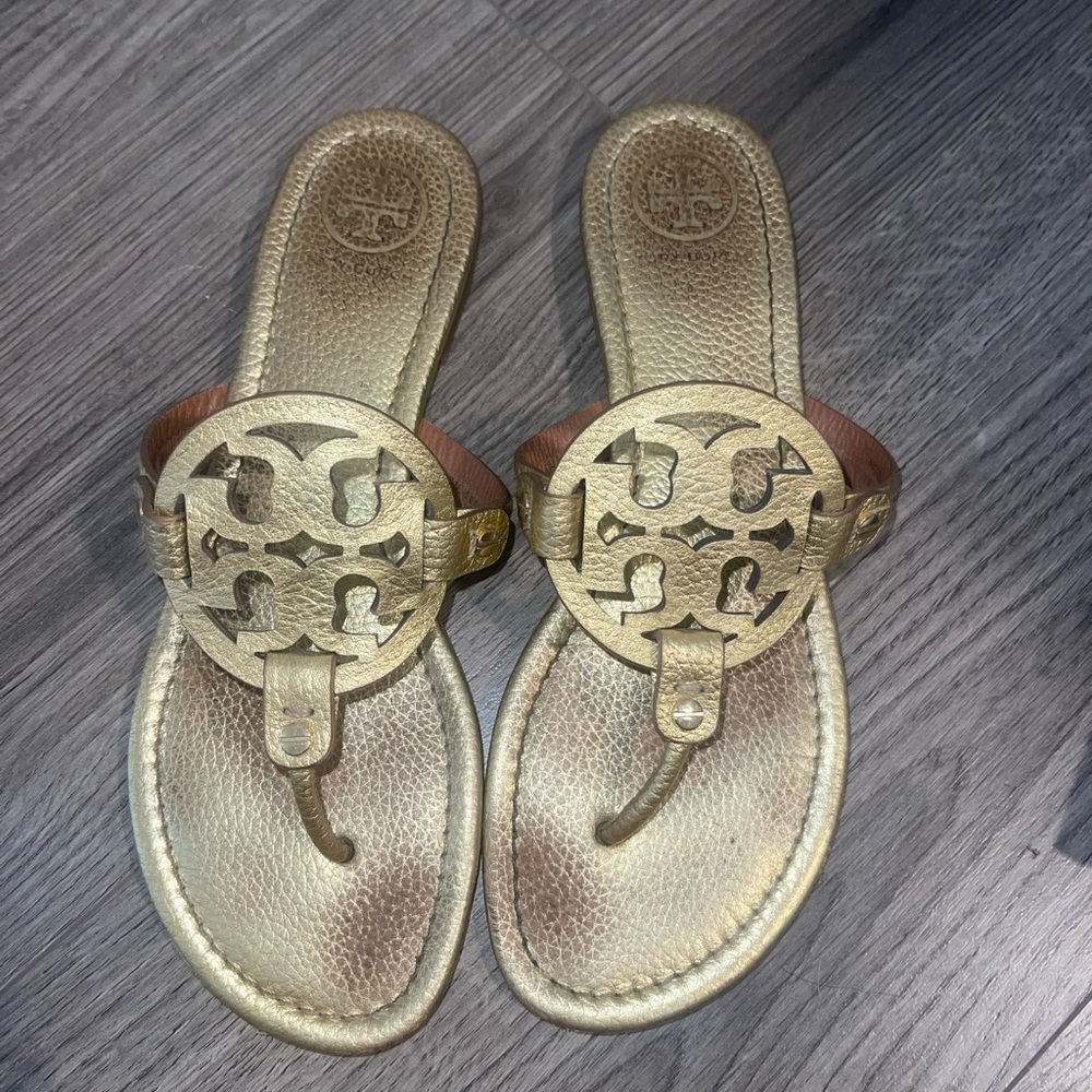 Gold Tory Burch Miller Sandals